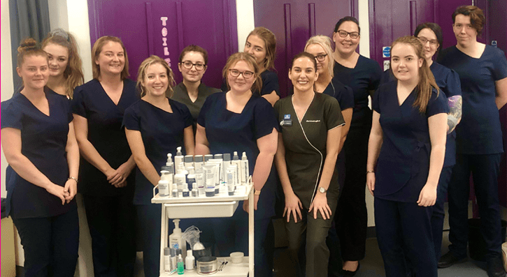 SERC Beauty Therapy Students with Becky Tichner, Specialist trainer from Dermalogica